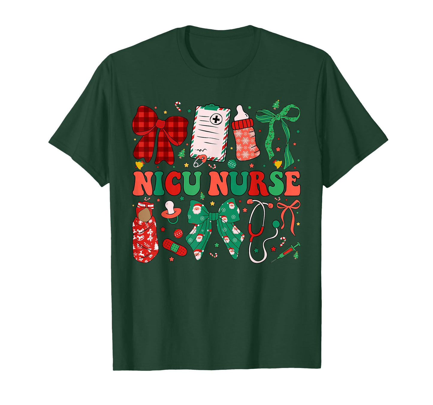Neonatal Intensive Care Unit Coquette NICU Nurse Christmas T-Shirt