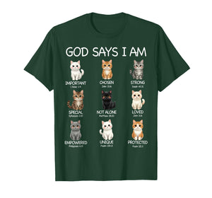 God Says I Am Cat Christian Girls Teens Kids Women Cat Lover T-Shirt