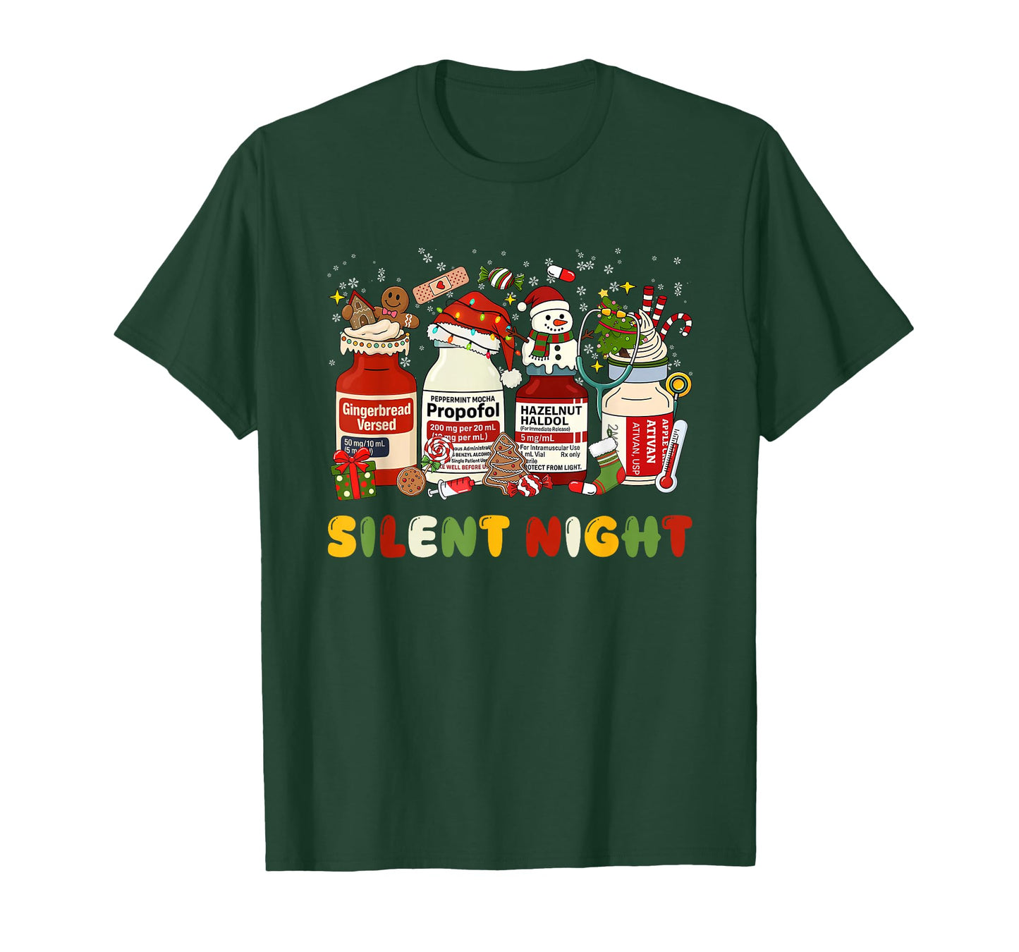 Funny Santa Propofol Silent Night ICU Nurses Merry Christmas T-Shirt