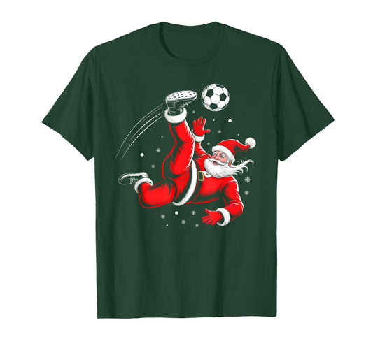 Santa Plays Soccer Christmas Sports Design for Men Boys T-Shirt