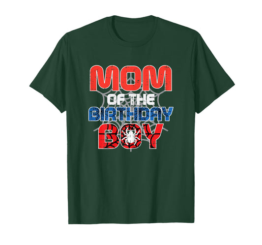 Mom of Birthday Boy Spider Bday Party Family Matching Women T-Shirt