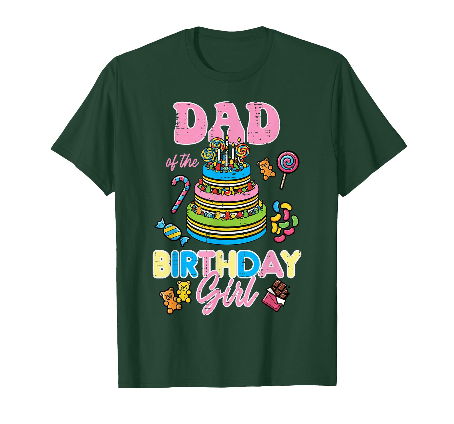 Dad of Birthday Girl Cake Bday Party Family Matching Men T-Shirt