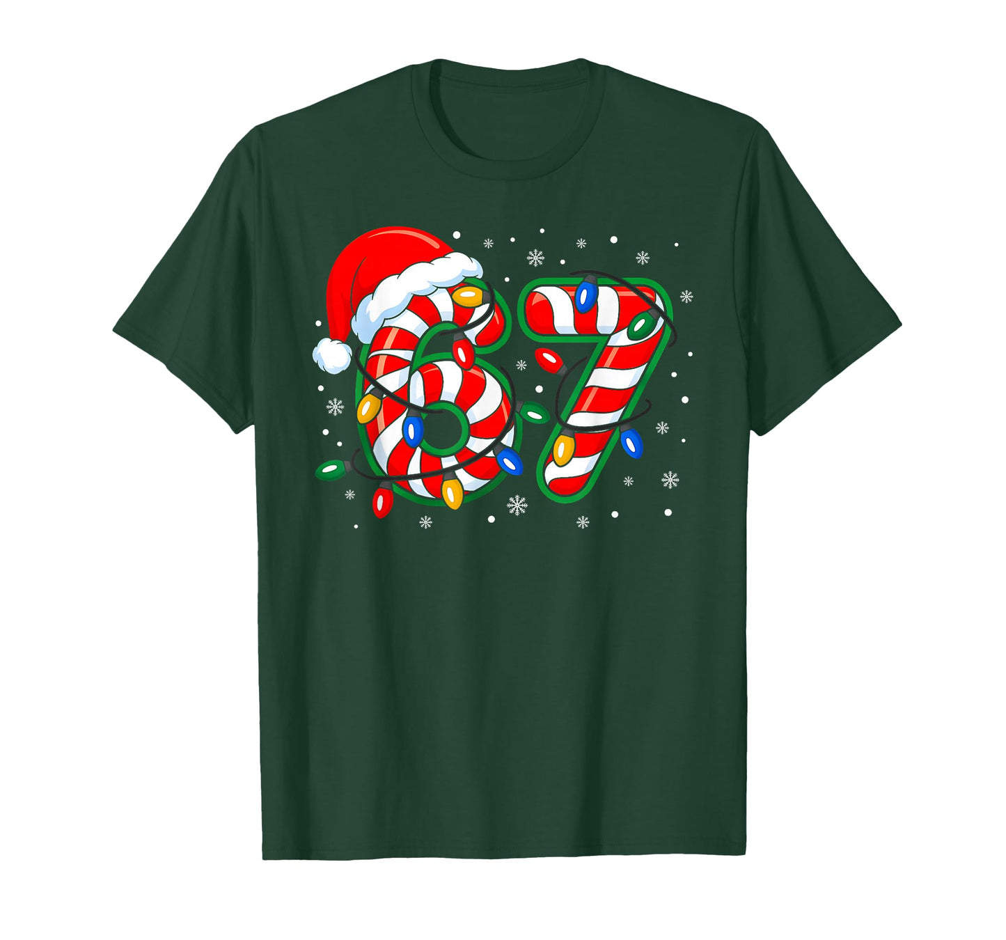 Funny Six Seven 67 Meme 6 7 Christmas Candy Cane Boys Kids T-Shirt