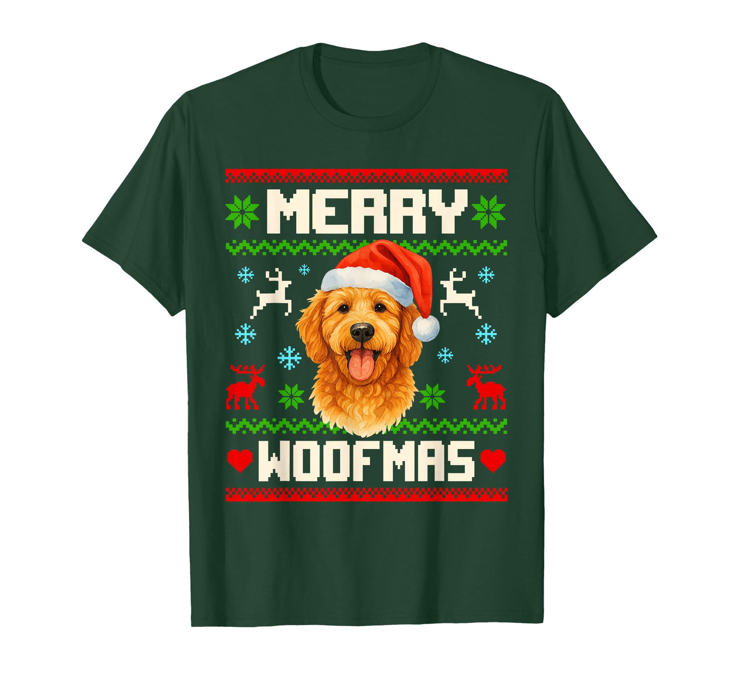 Goldendoodle Dog Christmas Ugly Sweater Pet Dog Lover Xmas T-Shirt