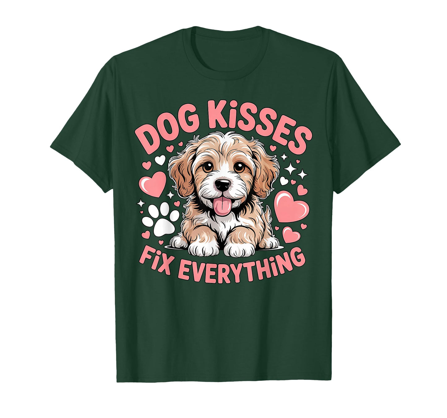 Dog Kisses Fix Everything Cute Puppy Hearts Paws T-Shirt