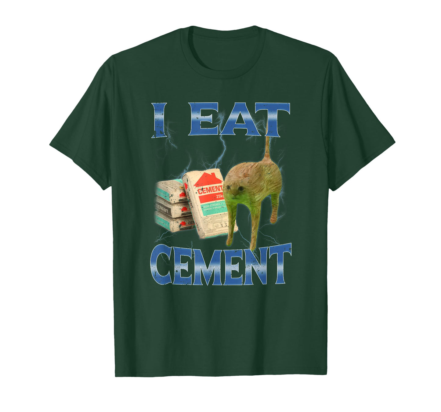I Eat Cement Bag Cursed Cat Meme Brainrot T-Shirt