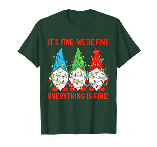 It's Fine Everything is Fine Gnome Teacher Christmas T-Shirt