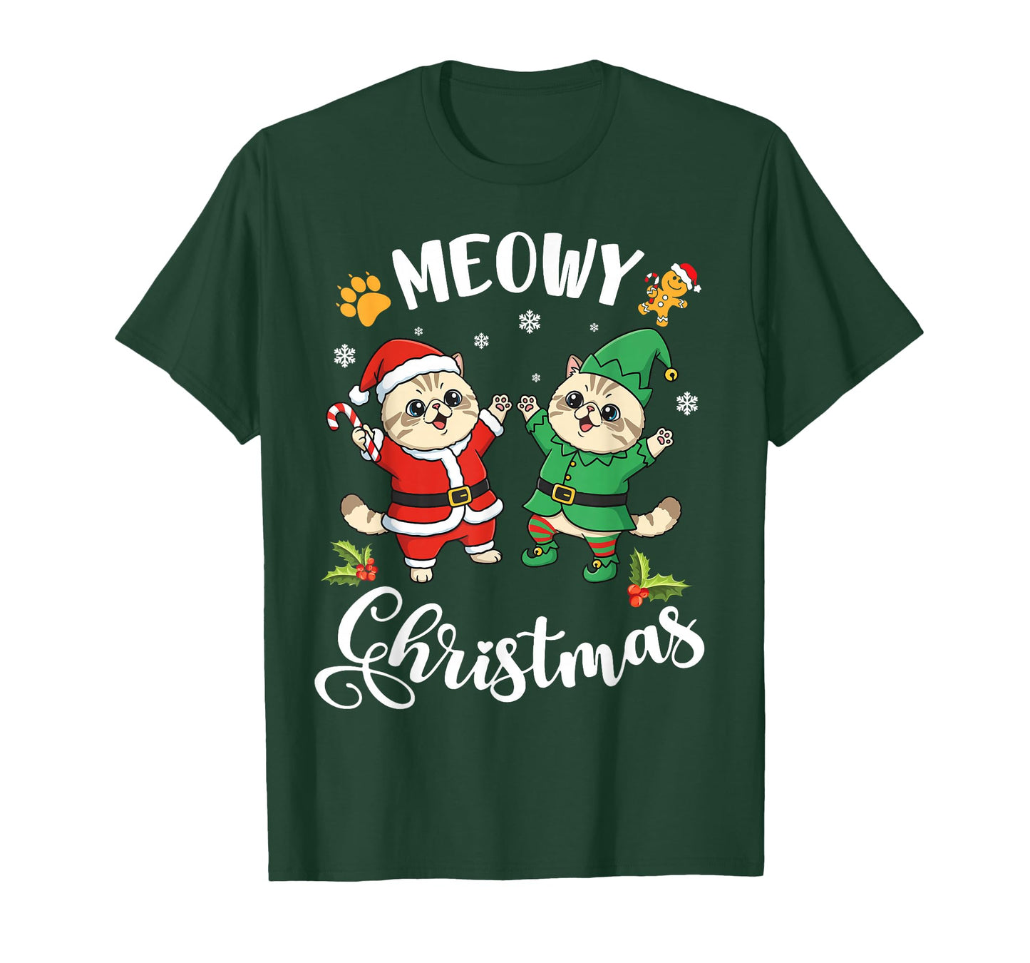 Exotic Shorthair Cats Dancing Together Meowy Christmas Day T-Shirt
