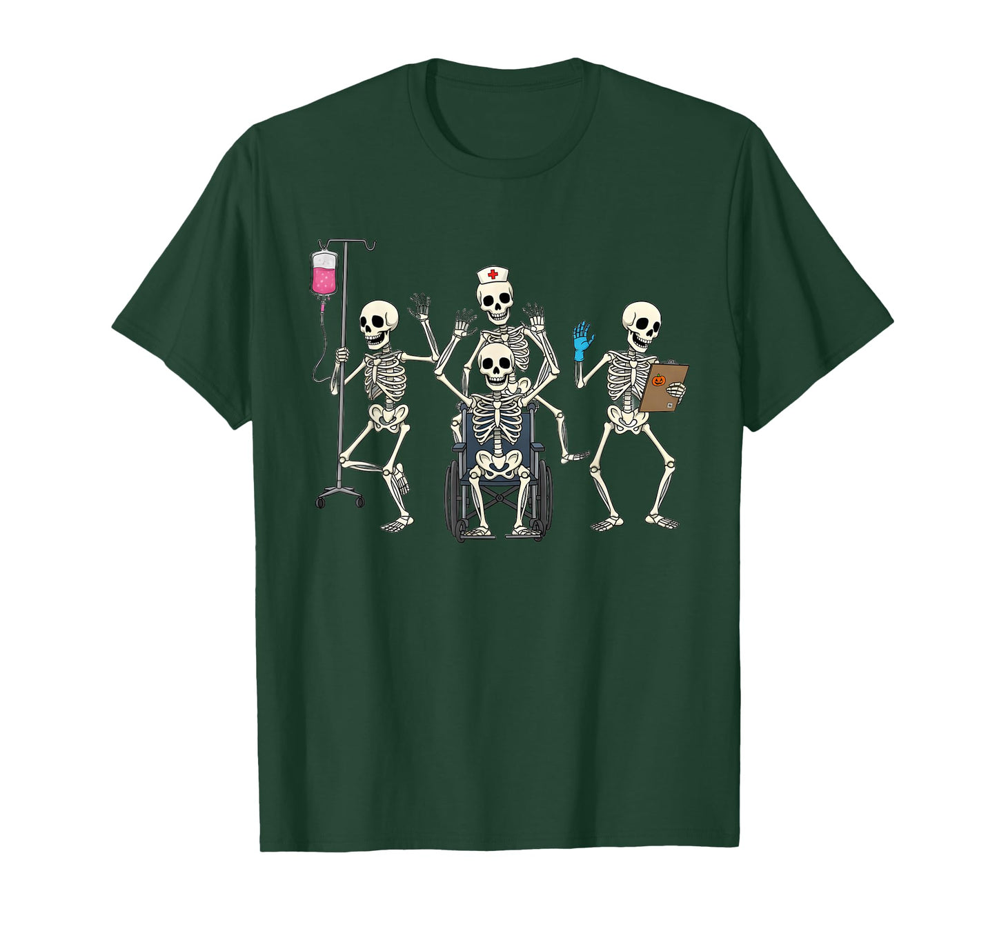 Funny Halloween Nurse Skeletons Healthcare CNA Medical Crew T-Shirt