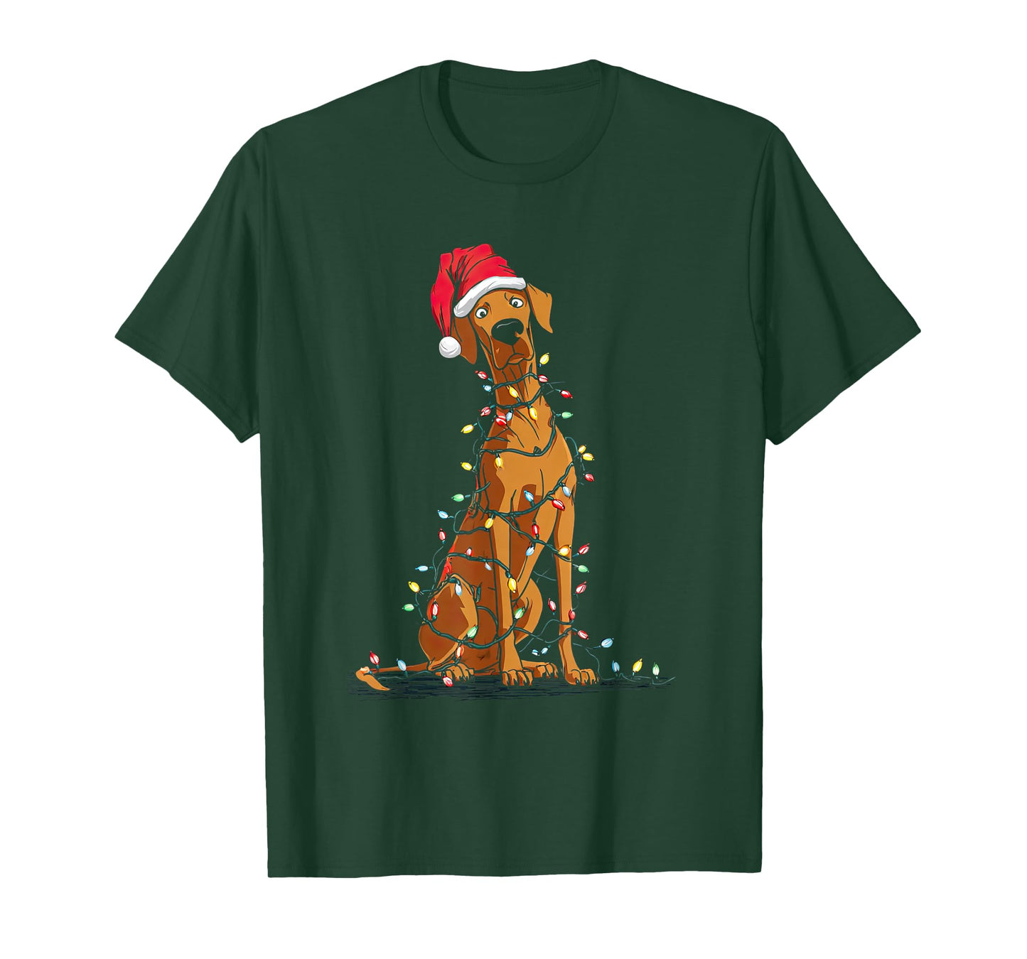 Funny Rhodesian Ridgeback Christmas Graphics Dog Lights T-Shirt