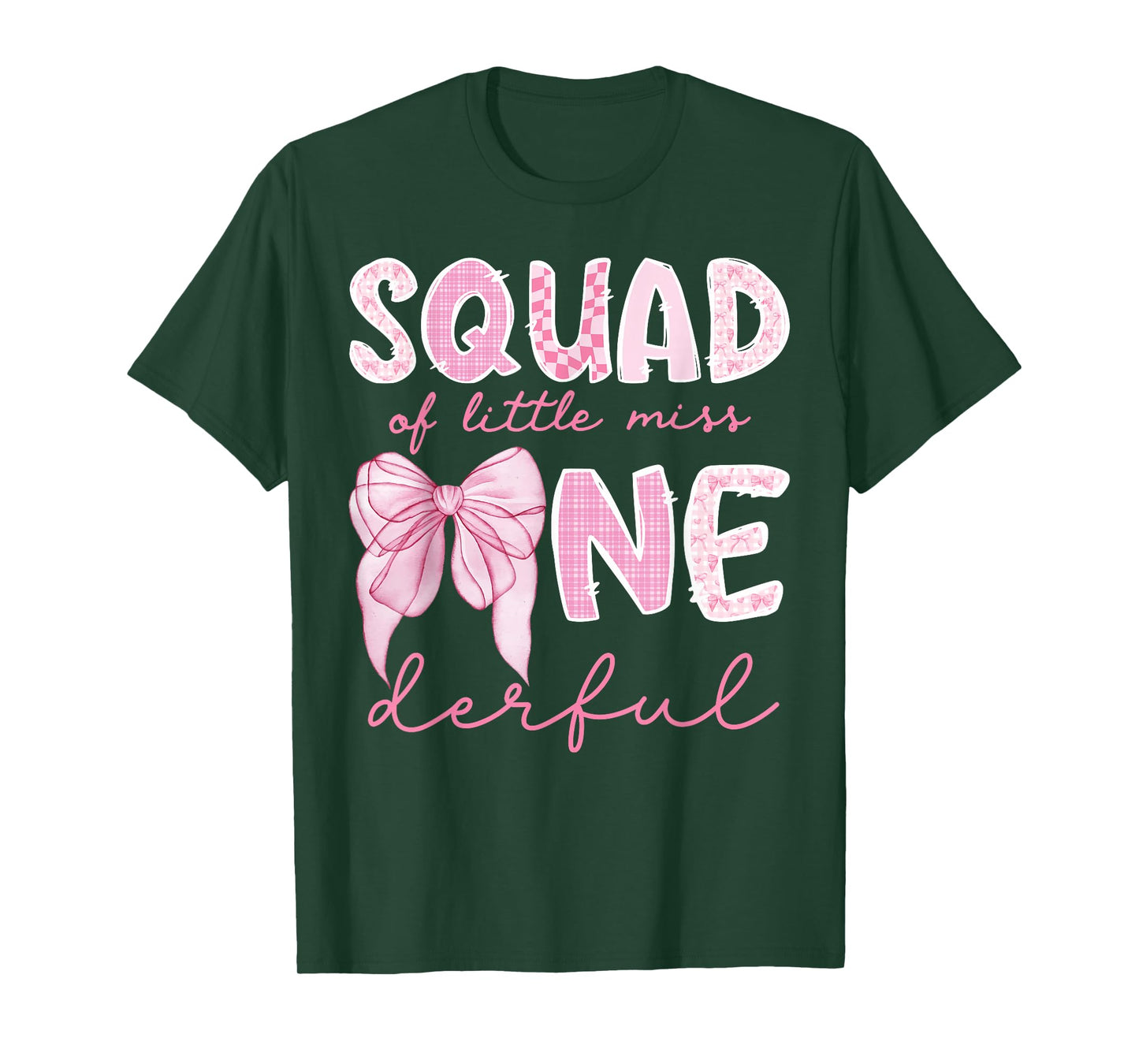 Squad of Little Miss Onederful First Birthday Girl Bow T-Shirt