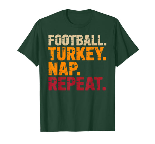 Football Turkey Nap Repeat Funny Thanksgiving Costume T-Shirt