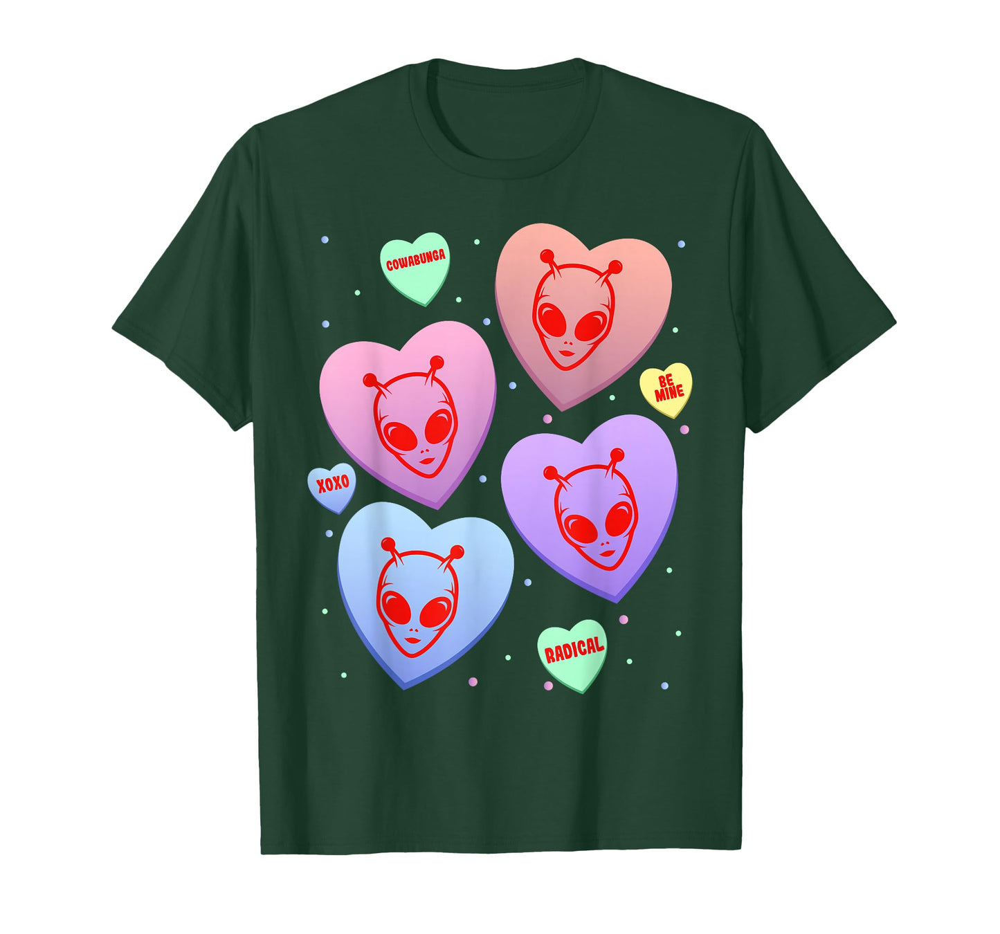 Alien Candy Heart Cute Kitten Valentines Day T-Shirt