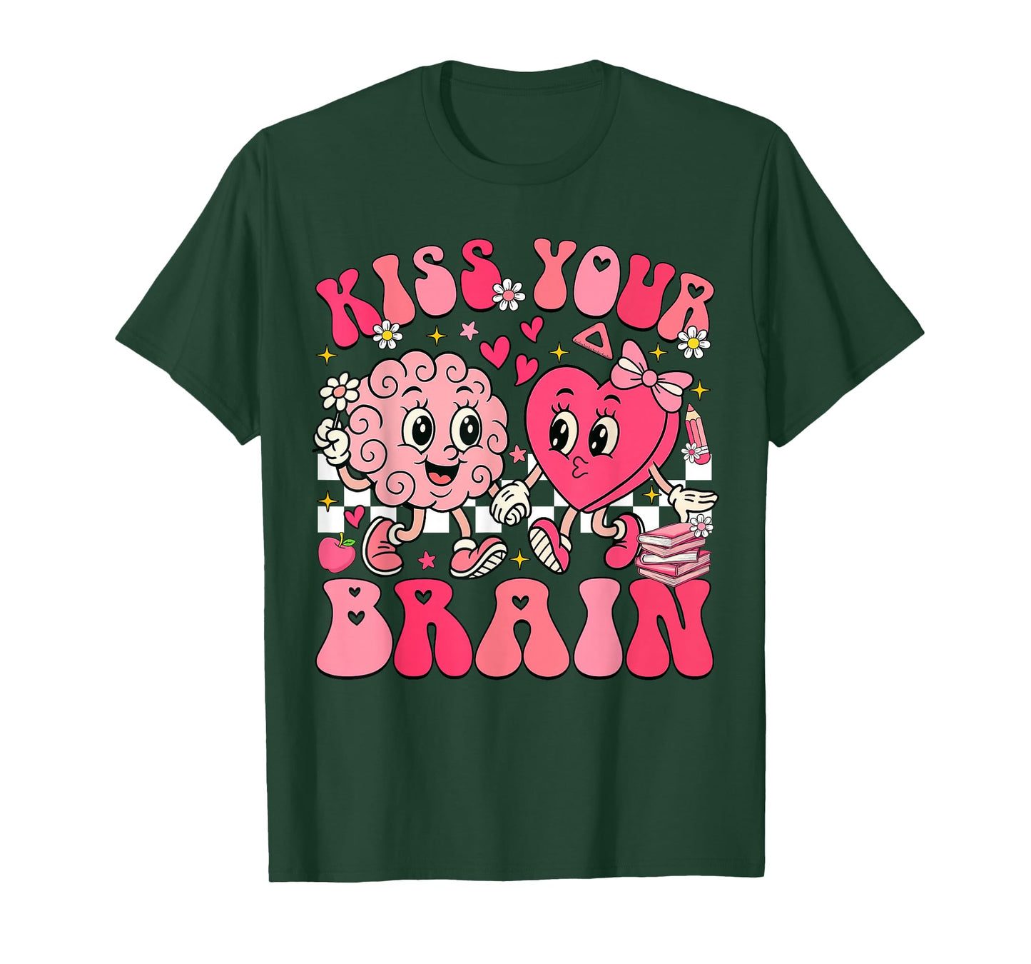 Kiss Your Brain Retro Valentines Day Teacher Squad Heart Kid T-Shirt