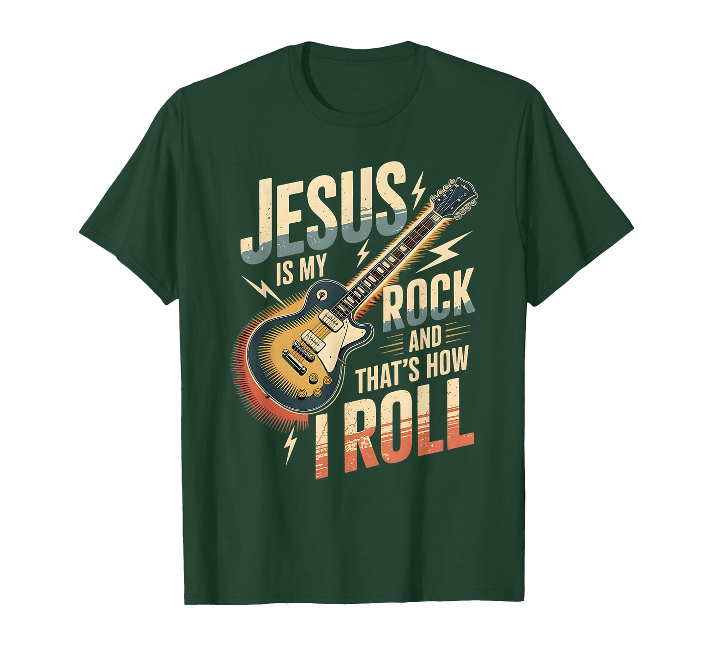 Jesus is My Rock and That is How I Roll Christian Guitar T-Shirt
