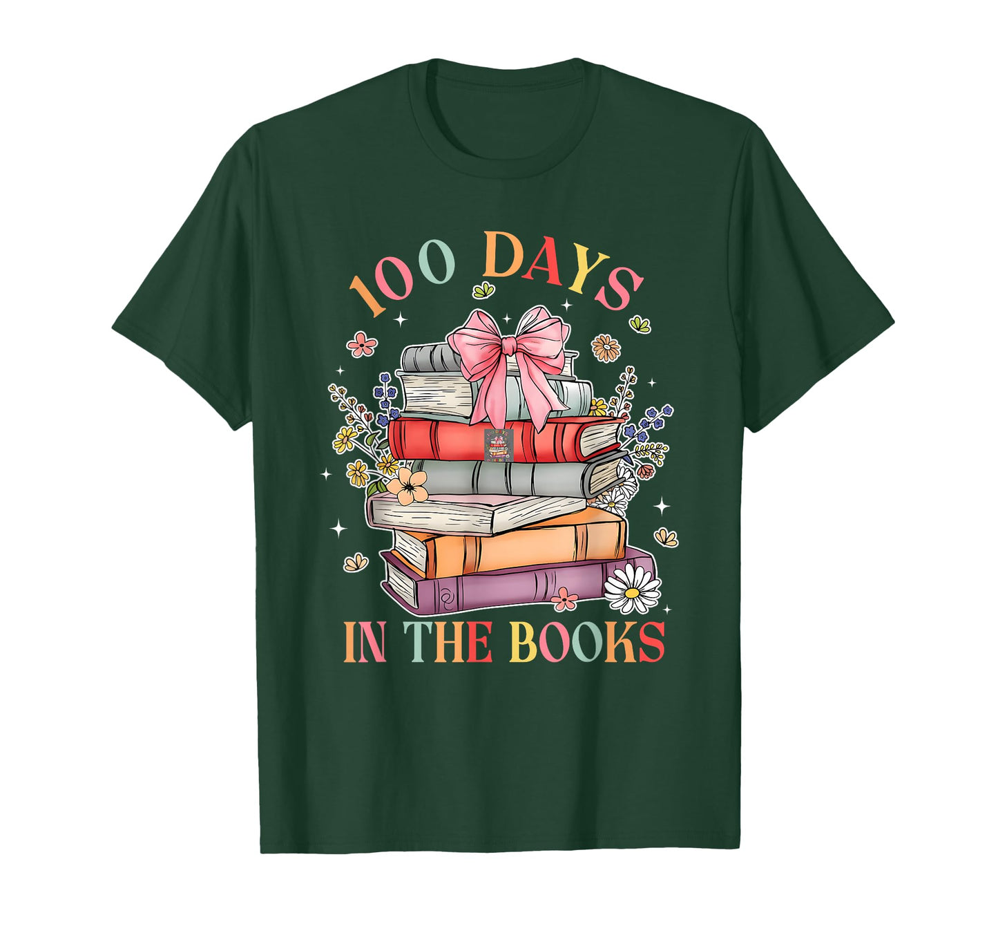 100 Days in The Books Reading Teacher 100th Day of School T-Shirt