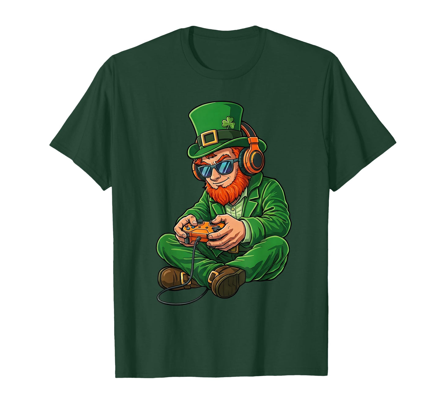 St Patricks Day Leprechaun Gamer Video Gaming Men Boys Kids T-Shirt