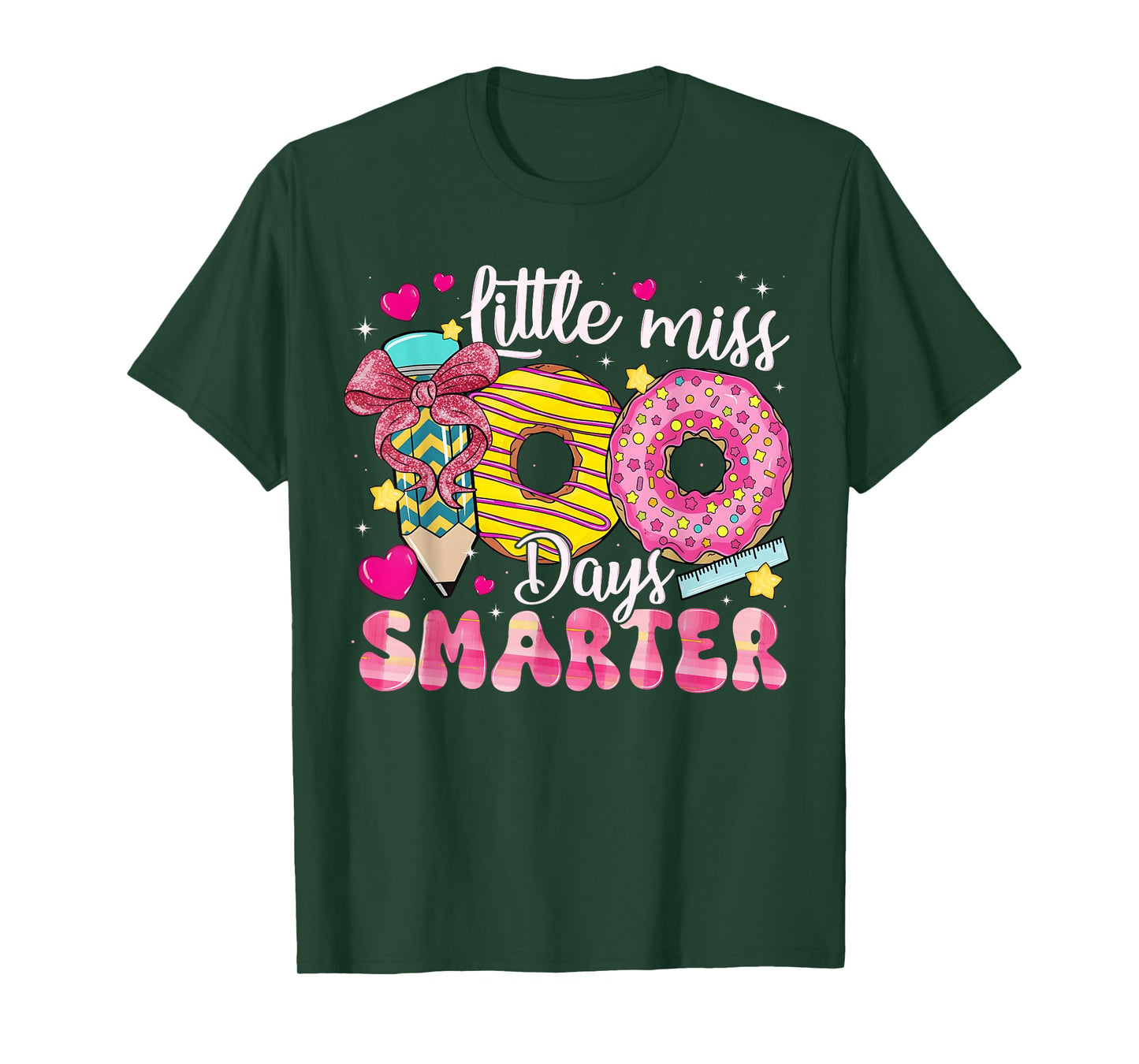 Little Miss 100 Days Smarter Donut 100th Day of School Girl T-Shirt
