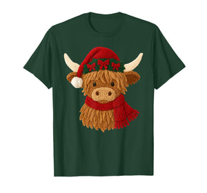 Crochet Highland Cow Christmas Winter Girly Kids Toddler T-Shirt