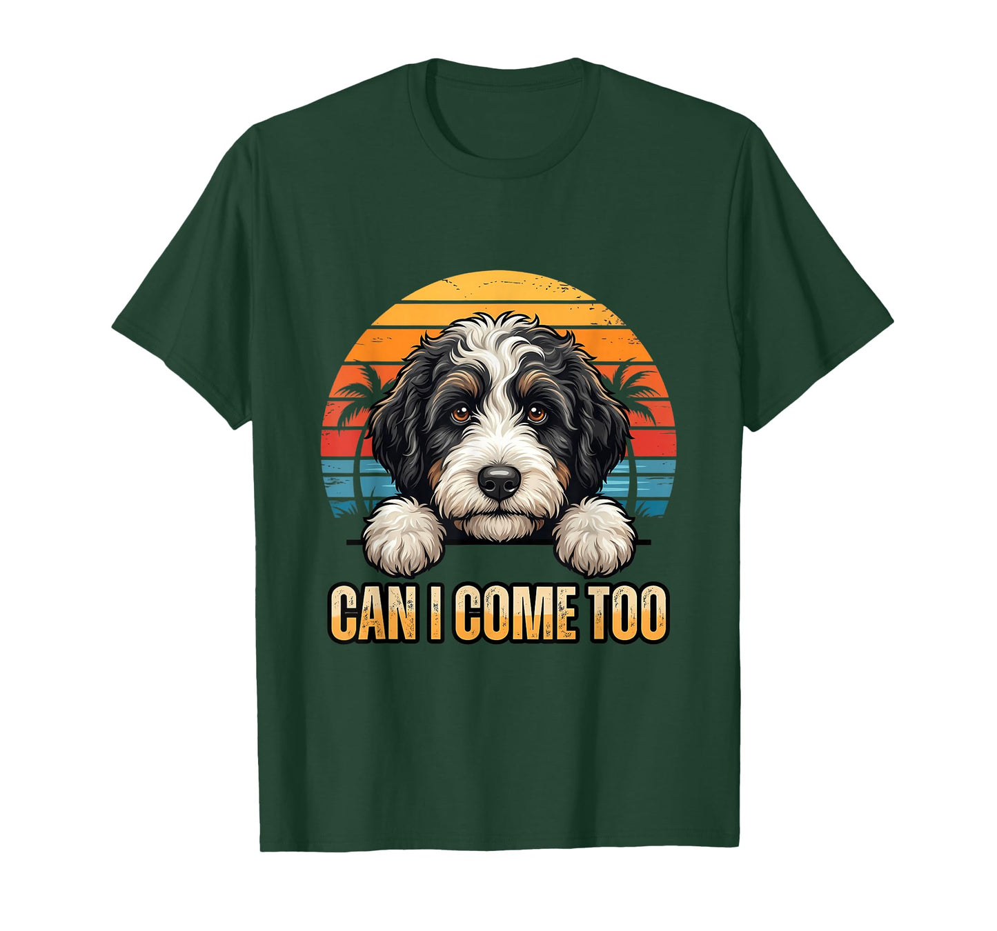 Bernedoodle Peeking Cute Bernedoodle Puppy Art T-Shirt