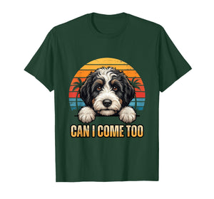 Bernedoodle Peeking Cute Bernedoodle Puppy Art T-Shirt