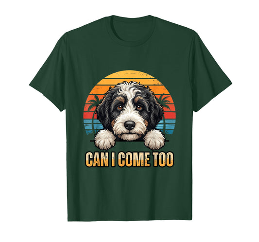 Bernedoodle Peeking Cute Bernedoodle Puppy Art T-Shirt