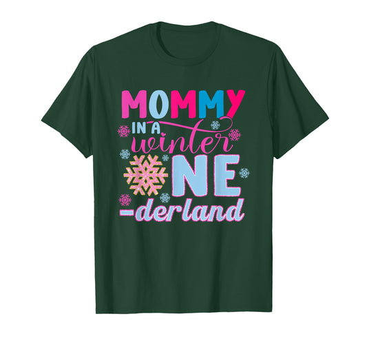 Mommy in A Winter Onederland Bday Girl Sweet Snowflake T-Shirt