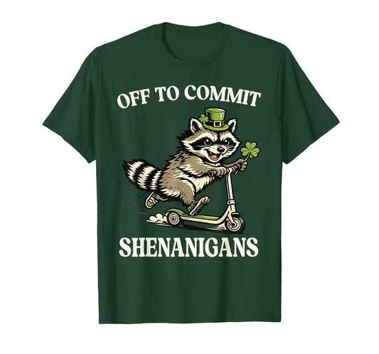 Shenanigans Raccoon St Patricks Day Men Women Kids Boy Girls T-Shirt
