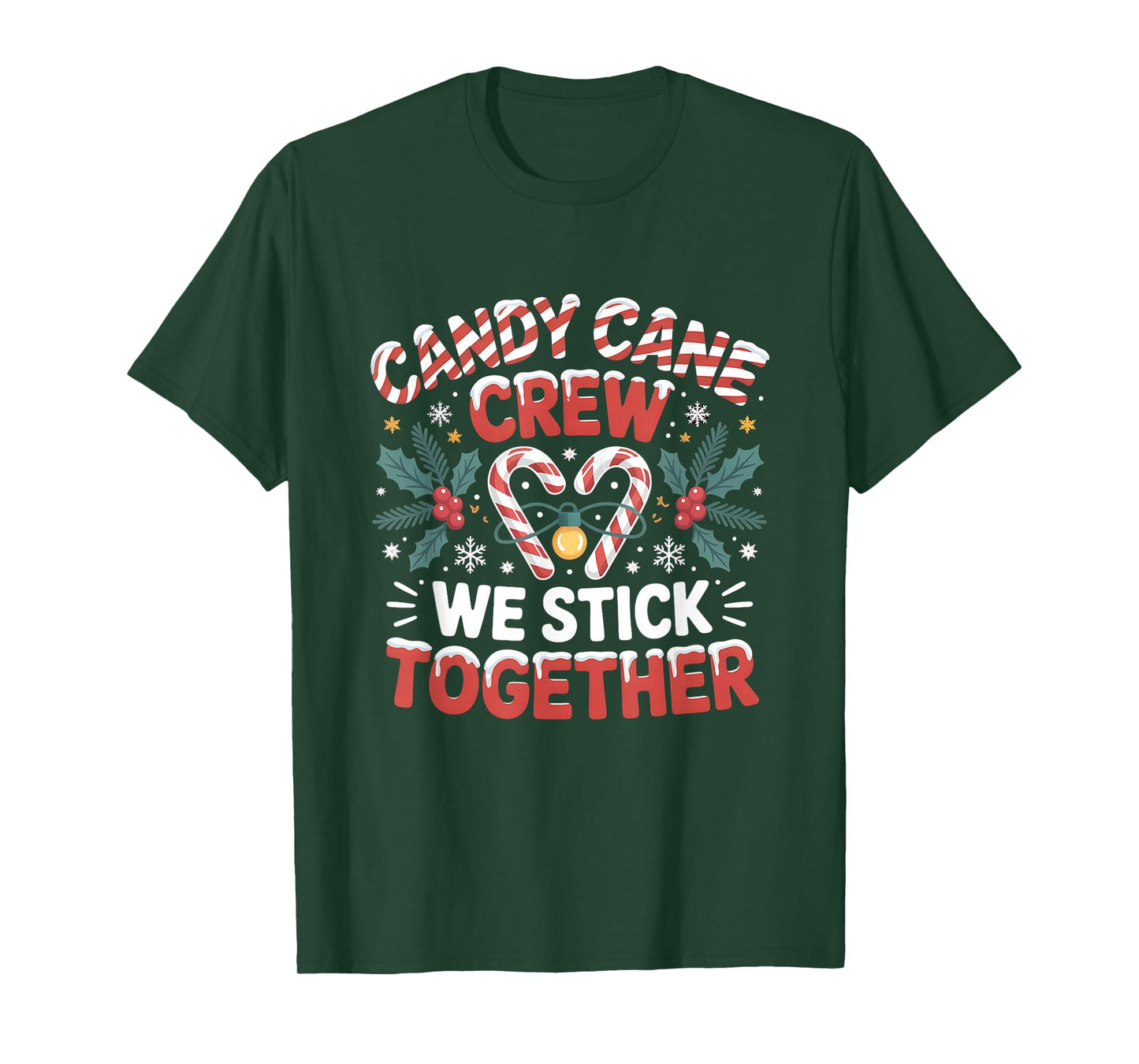 Candy Cane Crew We Stick Together Christmas Xmas Design T-Shirt