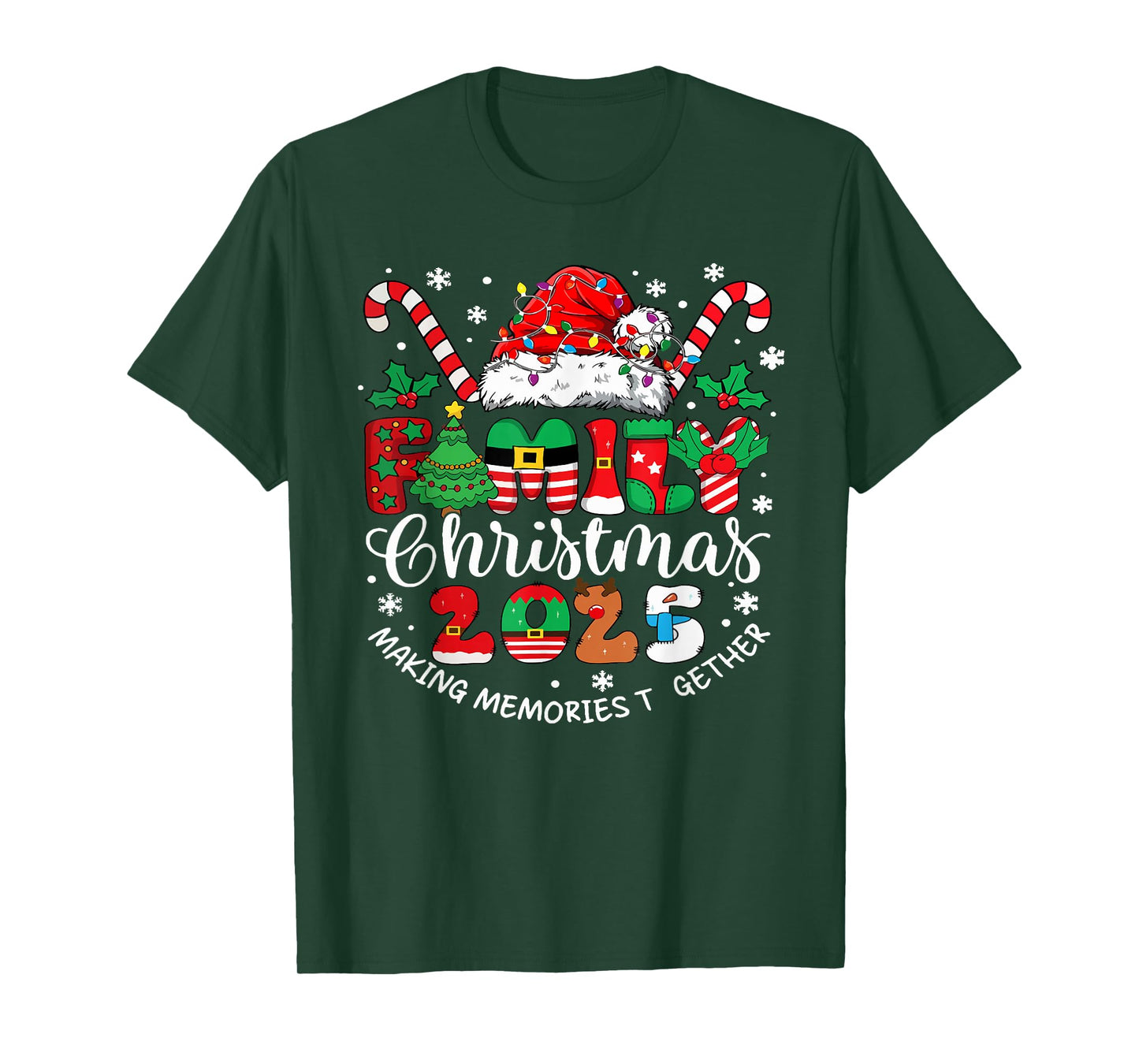 Family Christmas 2025 Matching Santa Hat Xmas Crew Pajamas T-Shirt