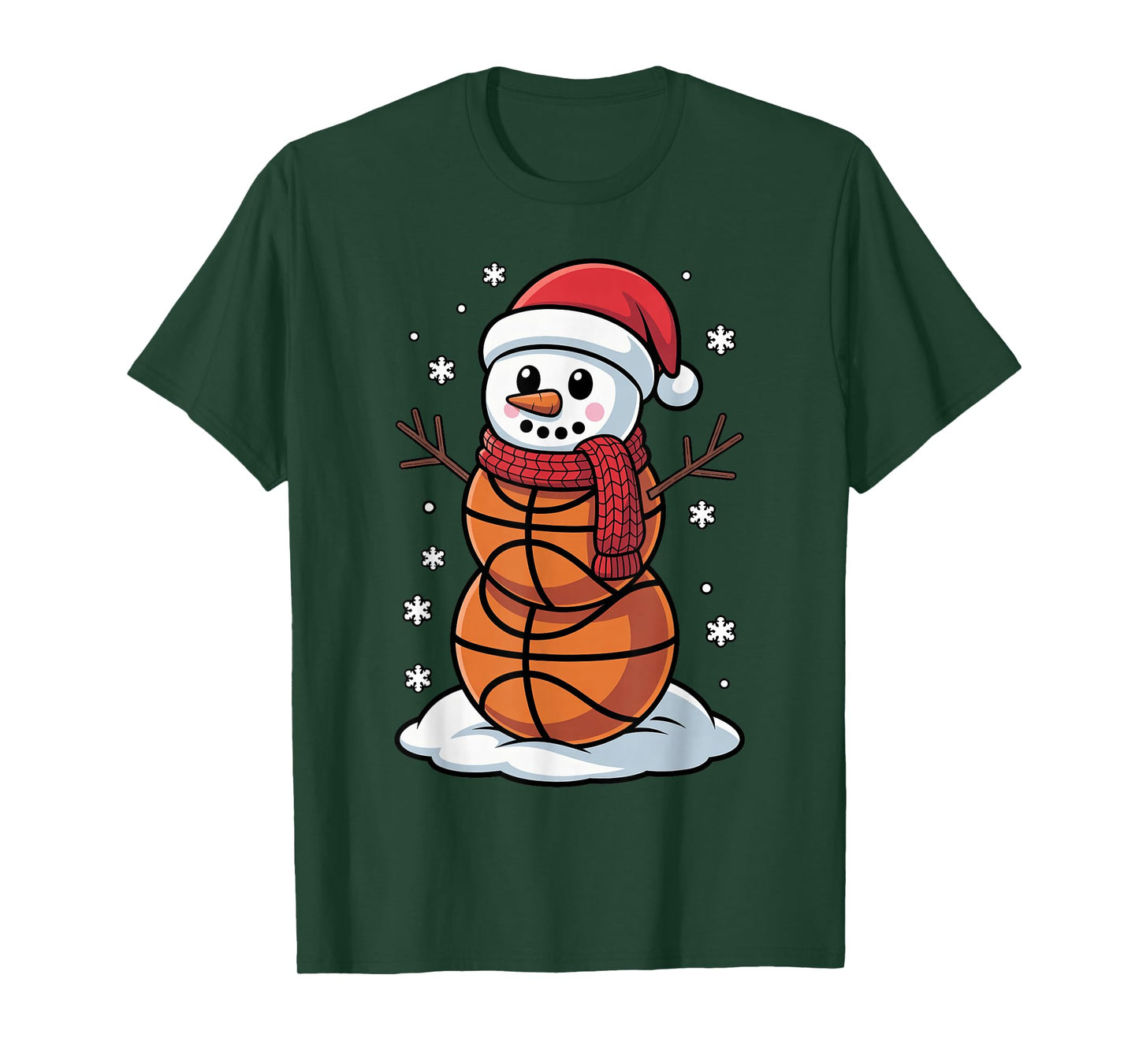 Christmas Basketball Snowman Toddler Kids Pajama Winter Time T-Shirt
