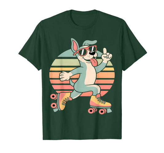 Cool Retro Roller Skating Dog Vintage T-Shirt