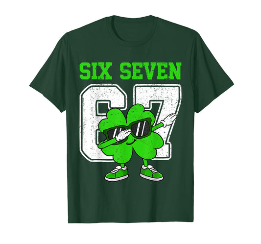 Boys St Patricks Day Dabbing Shamrock Clover 67 Six Seven T-Shirt