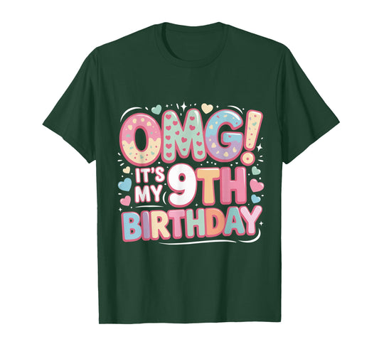 OMG It's My 9th Birthday Girls Groovy Five 9 Year Old Bday T-Shirt