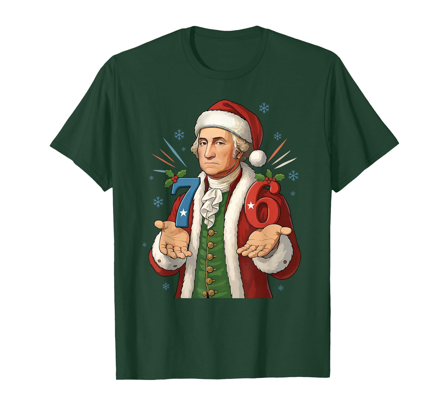 Funny 7-6 6-7 George Washington Santa 67 Meme Christmas T-Shirt