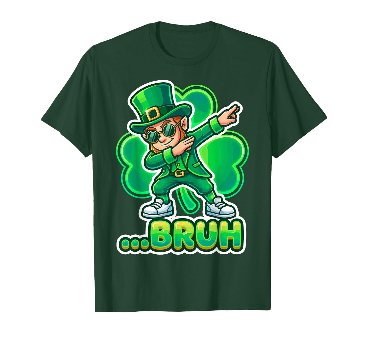 Funny St.Patrick's Day Bruh Leprechaun Dabbing Dab Shamrock T-Shirt