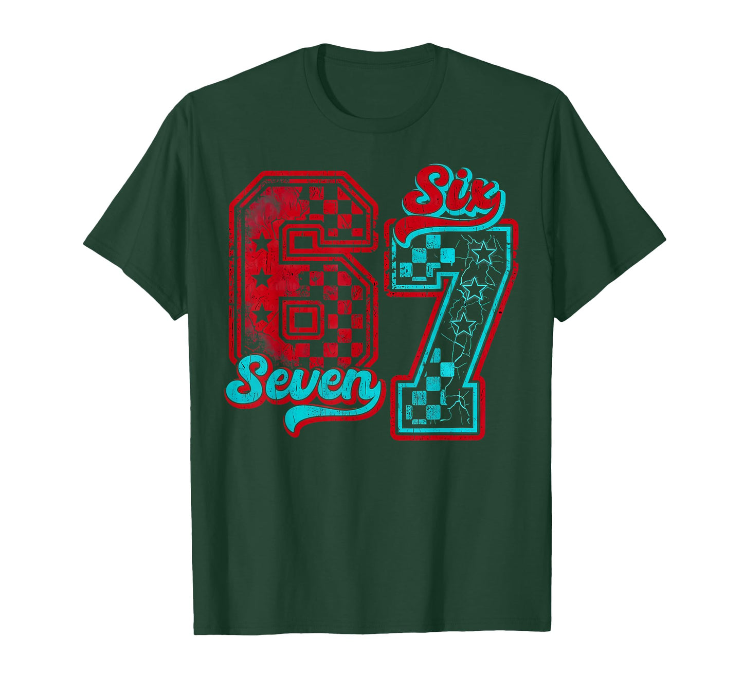 Stranger 67 Things Funny Six Seven Meme Checkered Birthday T-Shirt