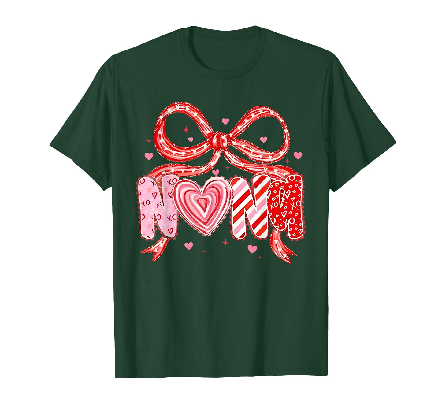 Valentine Nana Coquette Bow Heart Mom Mother Women T-Shirt