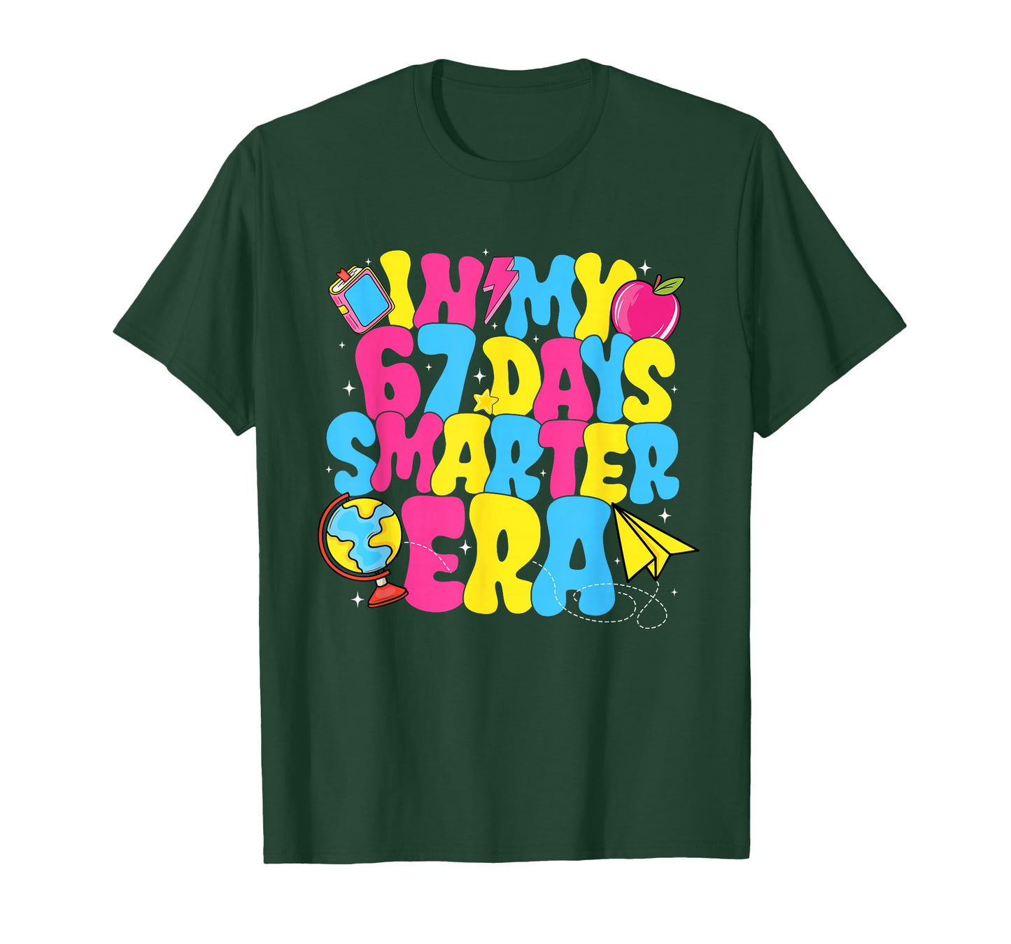 in My 67 Days Smarter Era Groovy 67th Day of School Teacher T-Shirt