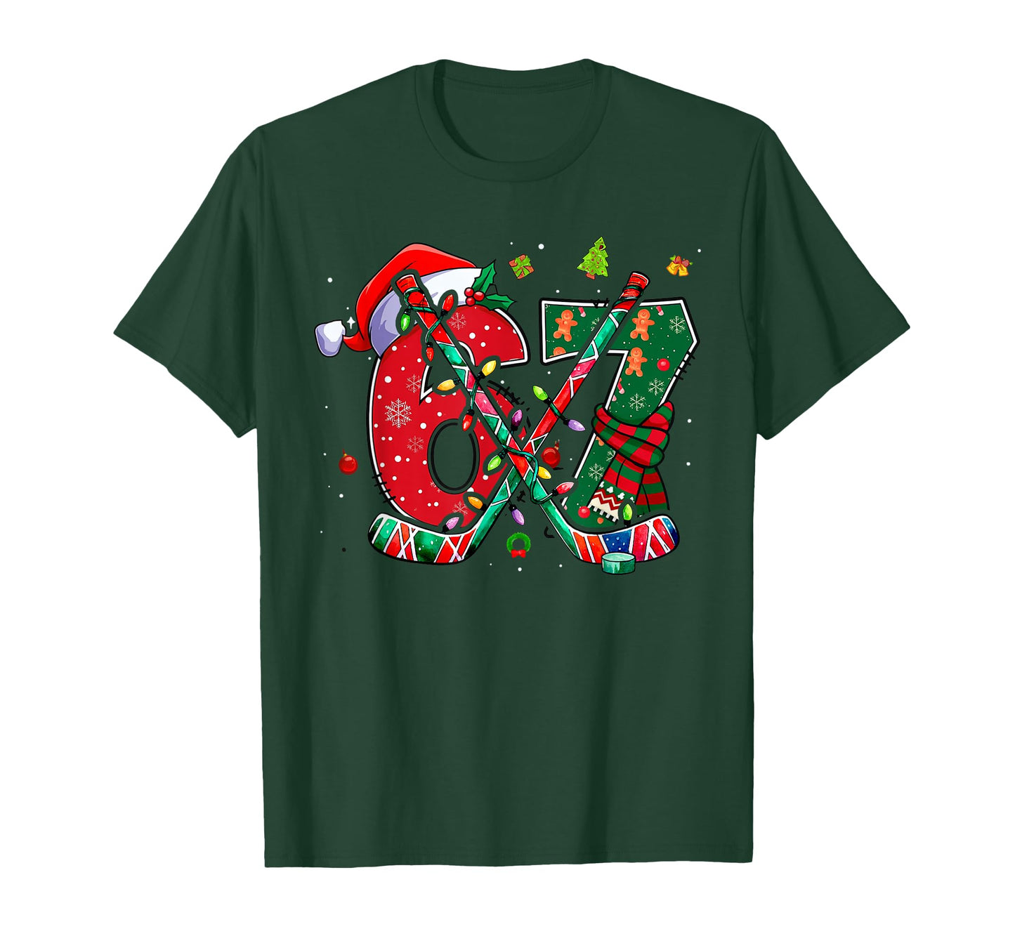 Funny 67 Six Seven Christmas Ice Hockey T-Shirt