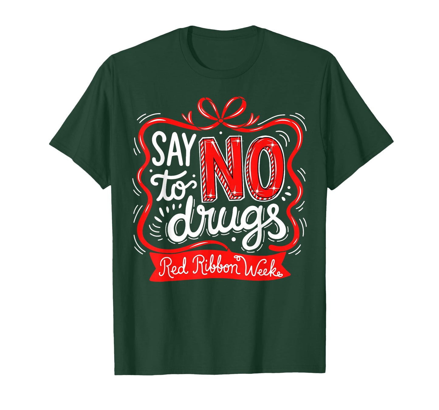 Say No to Drugs Cute Bow Red Ribbon Week Awareness Drug Free T-Shirt