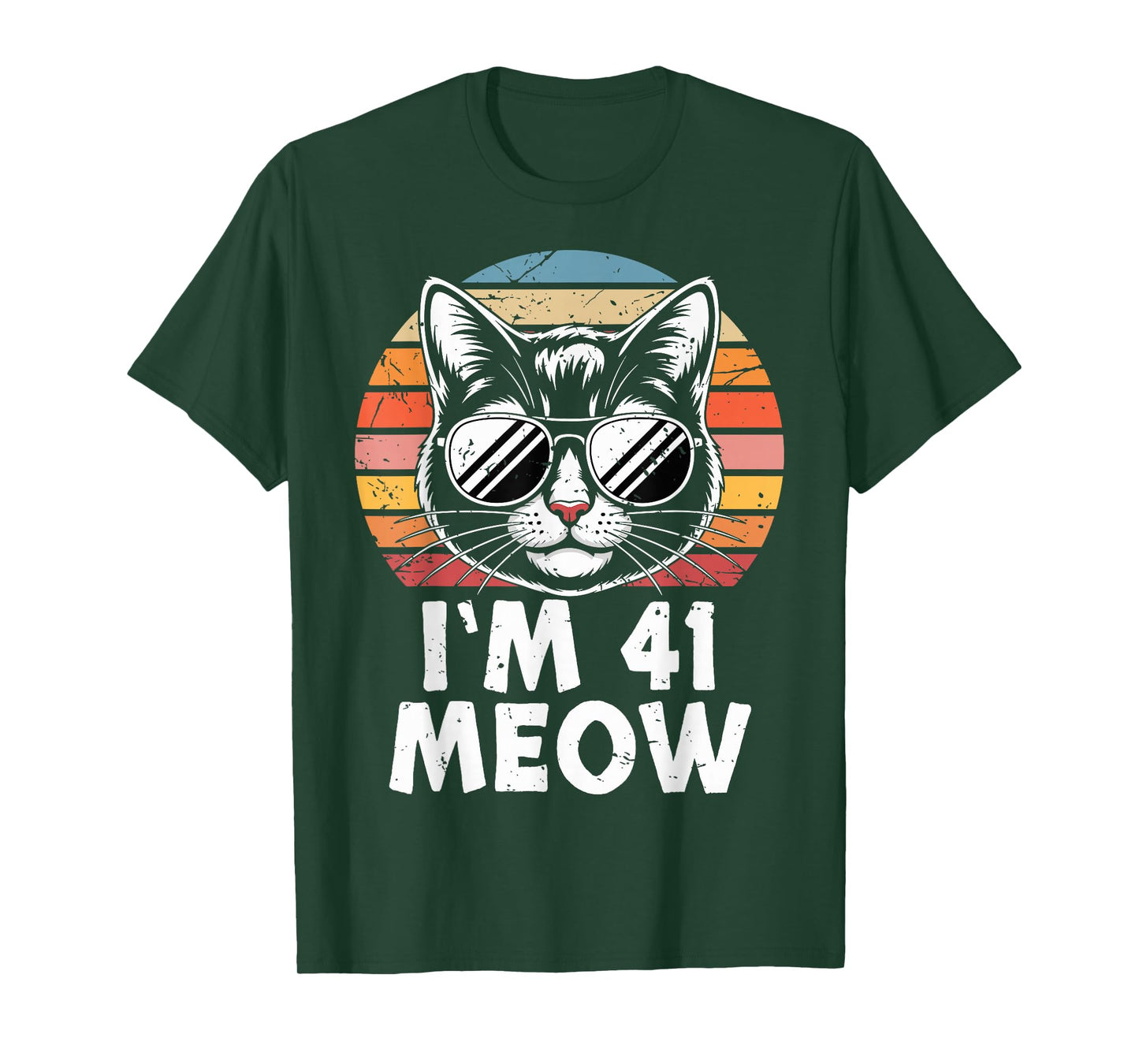 41 Birthday 41 Years Old I’m 41 Meow Funny Cat Birthday T-Shirt