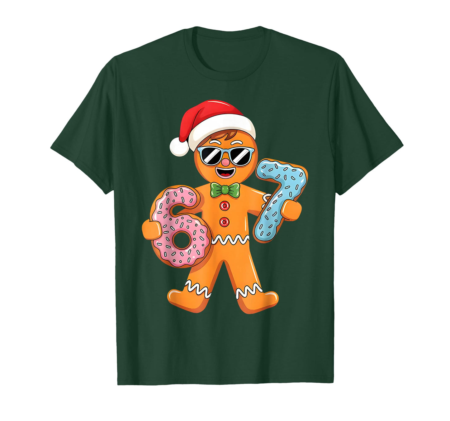 Funny Gingerbread Six Seven 67 Ice Cream Drip Christmas Boys T-Shirt
