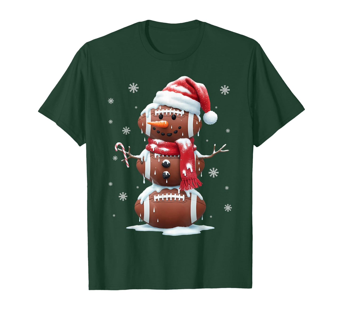 Christmas Football Snowman Sports Xmas Holiday Boys Men Kids T-Shirt