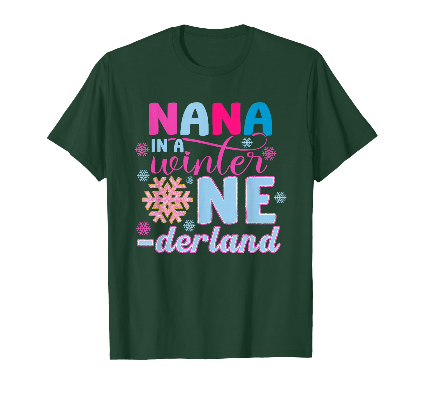 Nana in A Winter Onederland Bday Girl Sweet Snowflake T-Shirt