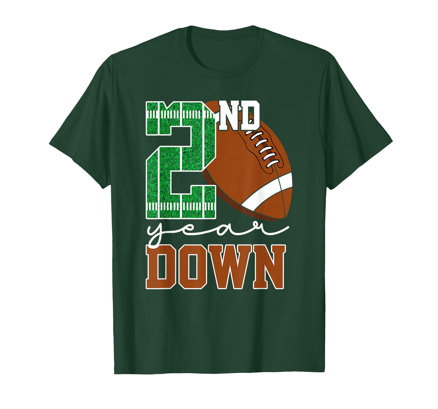Kids 2nd Year Down Football Birthday Boy Party 2 Year Old T-Shirt