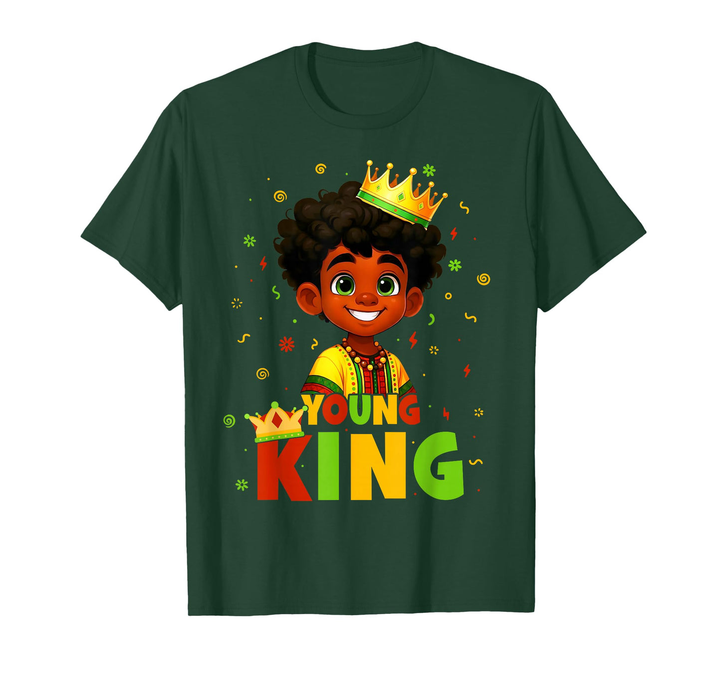 Black History Month Black Young King Afro Hair Kid Boys Men T-Shirt