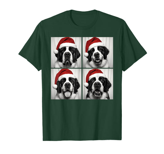 Funny Christmas Saint Bernard Santa Dog Lover Photo Booth T-Shirt