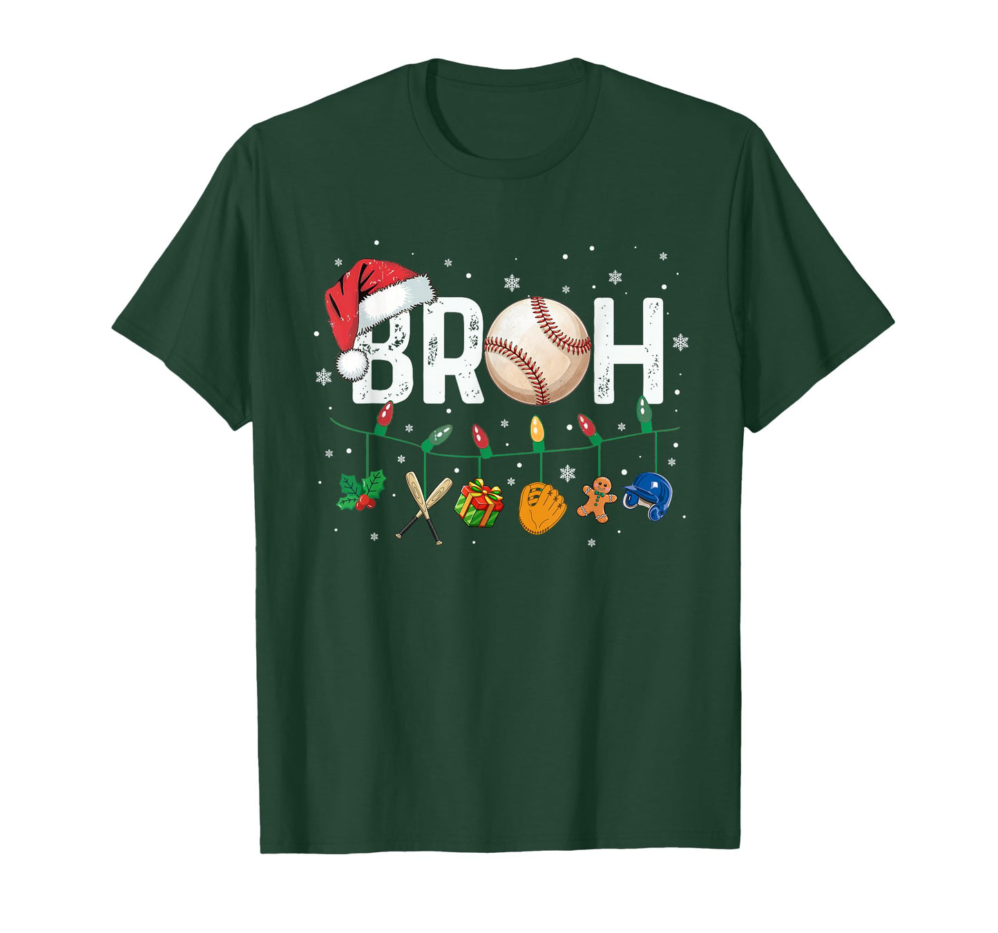 Bruh Funny Christmas Baseball Teens Boys Kids Xmas Pajamas T-Shirt