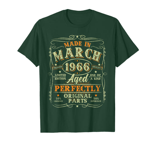60 Years Old Men Made in March 1966 Vintage 60th Birthday T-Shirt